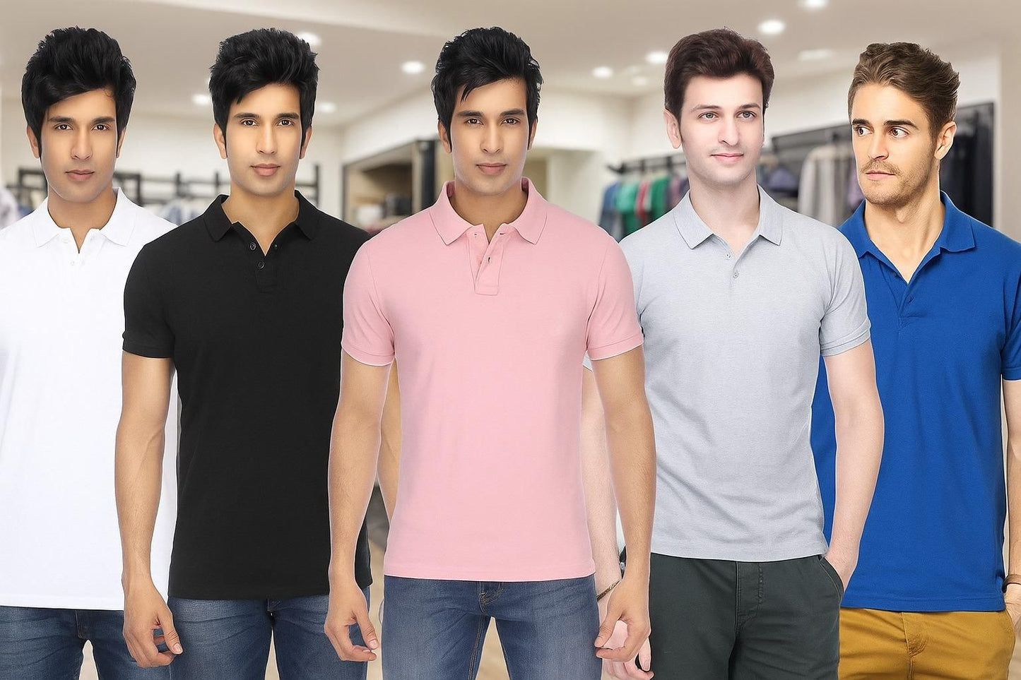 Poly Matte Solid Half Sleeves Mens Polo T-Shirt Pack Of 4