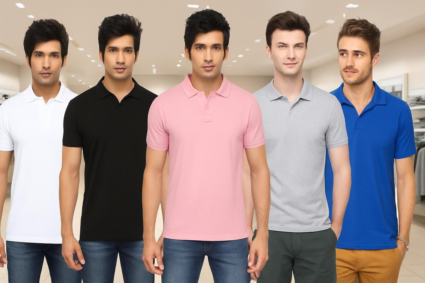 Poly Matte Solid Half Sleeves Mens Polo T-Shirt Pack Of 4